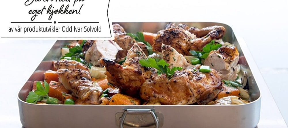 Bilde av kylling og søtpotet i form med løk.