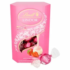 LINDT LINDOR STRAWBERRIES & CREAM CHOCOLATE TRUFFLES BOX 200g