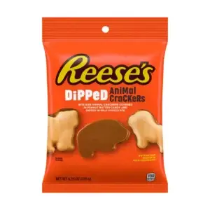 REESE'S DIPPED ANIMAL CRACKERS PEG BAG 120g - best før 11.2025