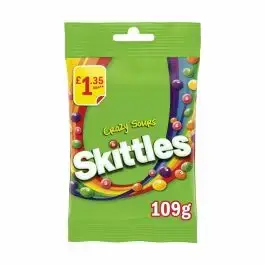 SKITTLES VEGAN CHEWY CRAZY SOURS TREAT BAG 109g