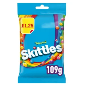 SKITTLES VEGAN CHEWY TROPICAL FRUIT TREAT BAG 109g
