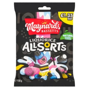 MAYNARDS BASSETTS LIQUORICE ALLSORTS SWEETS BAG 130g