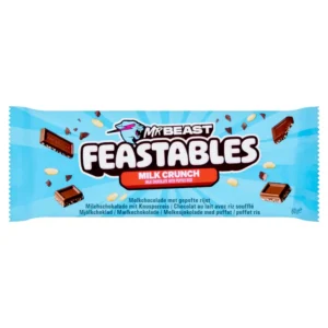 FEASTABLES MR BEAST MILK CRUNCH MILK CHOCOLATE WITH PUFFED RICE BAR 60g