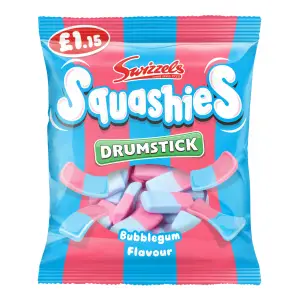 SWIZZELS DRUMSTICK SQUASHIES BUBBLEGUM FLAVOUR BAG 120g