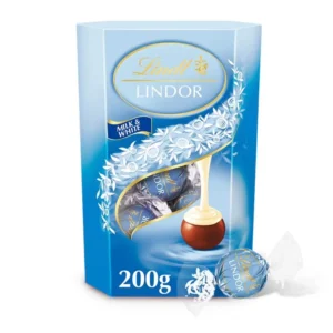 LINDT LINDOR MILK & WHITE CHOCOLATE TRUFFLES BOX 200g
