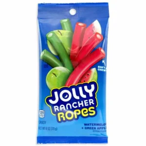 JOLLY RANCHER ROPES WATERMELON & GREEN APPLE PEG BAG 170g