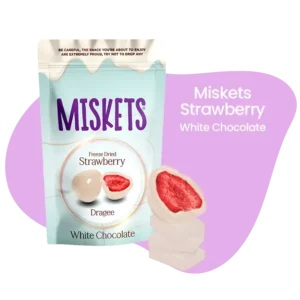 MISKETS WHITE CHOCOLATE COVERED FREEZE-DRIED STRAWBERRY 80g