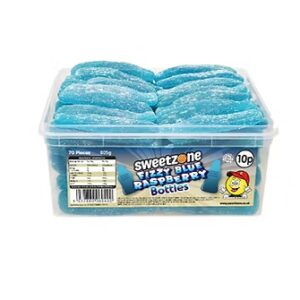 SWEETZONE FIZZY BLUE RASPBERRY BOTTLES TUB (løsvekt) 805g