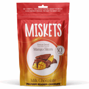 MISKETS MILK CHOCOLATE COVERED FREEZE DRIED MANGO SLICES 80g