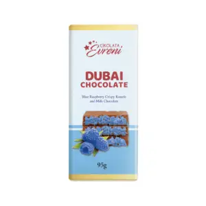 EURENI DUBAI CHOCOLATE BLUE RASBERRY CRISPY 95g - best før 13.03.2026