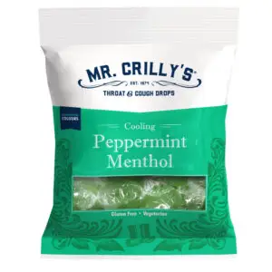 MR. CRILLY'S THROAT & COUGH DROPS PEPPERMINT MENTHOL BAG 90g