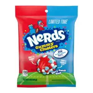 NERDS BERRY PUNCH RUSH GUMMY CLUSTERS LIMITED EDITION PEG BAG 142g